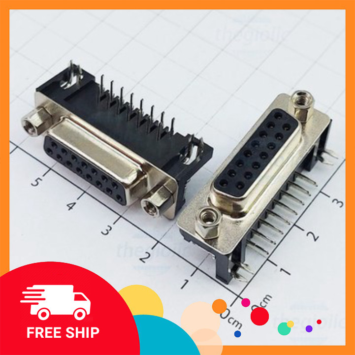 [3 Cái]- Cổng DB15 Cái 15 Chân Cong 90 Độ 2 Hàng Hàn PCB Điện Tử Tín Phát