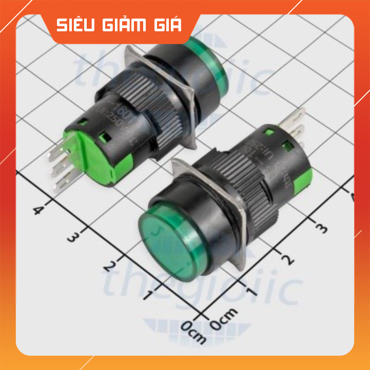 [2 Cái]- LA16-11 Nút Nhấn Nhả 16mm 3 Chân Màu Xanh Lá SmartFix Linh Kiện