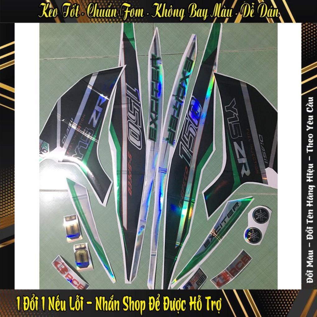 Tem exciter 150 Y15ZR xanh lá đen crom