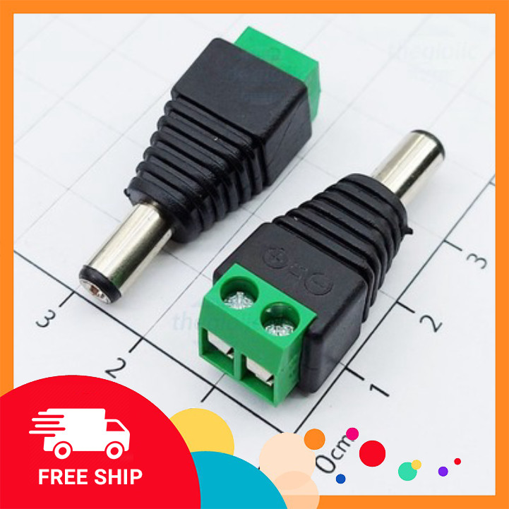 [5 Cái]- DC5525 Jack Nối Nguồn DC Đực Nối Dây Kim 2.5mm Kèm Domino Điện Tử Tín Phát