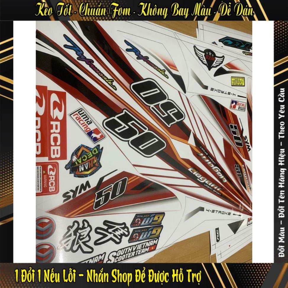 Tem elegant 50cc trắng đỏ