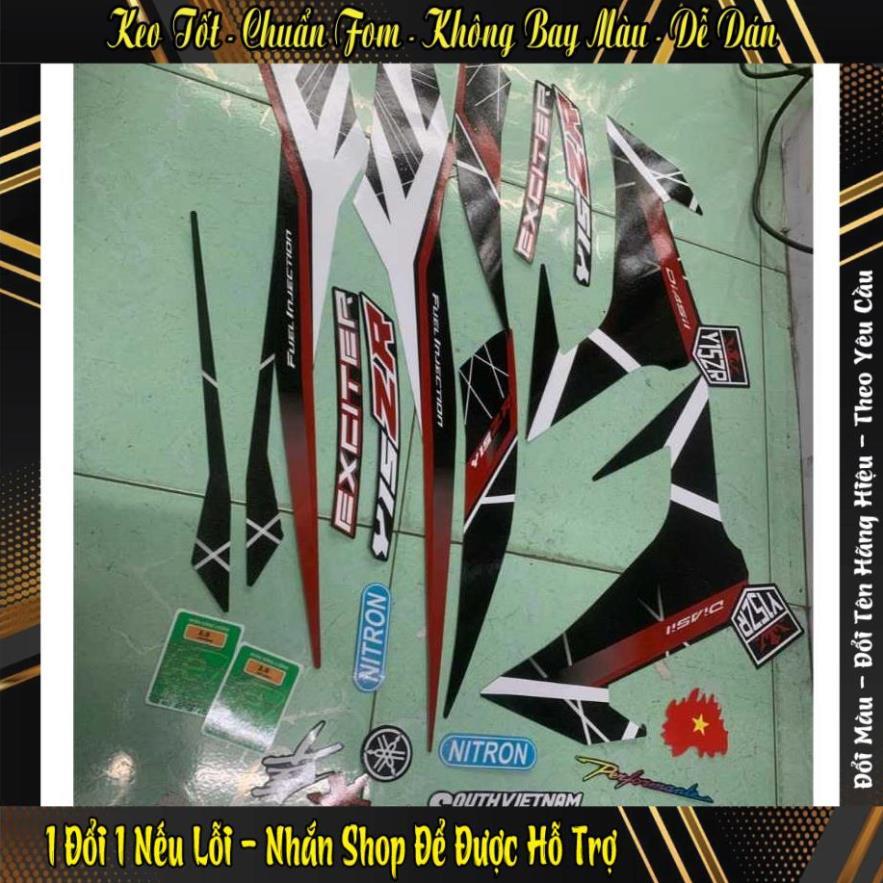 Tem exciter 150 Y15ZR trắng đỏ đen