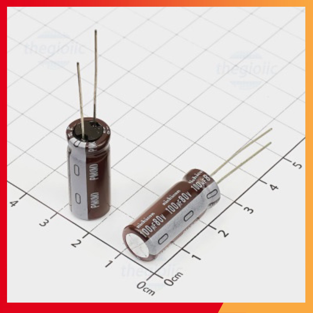 [5 Cái]- Tụ Hoá 100uF 80V 10x25mm Xuyên Lỗ Nichicon Shop ekit.vn