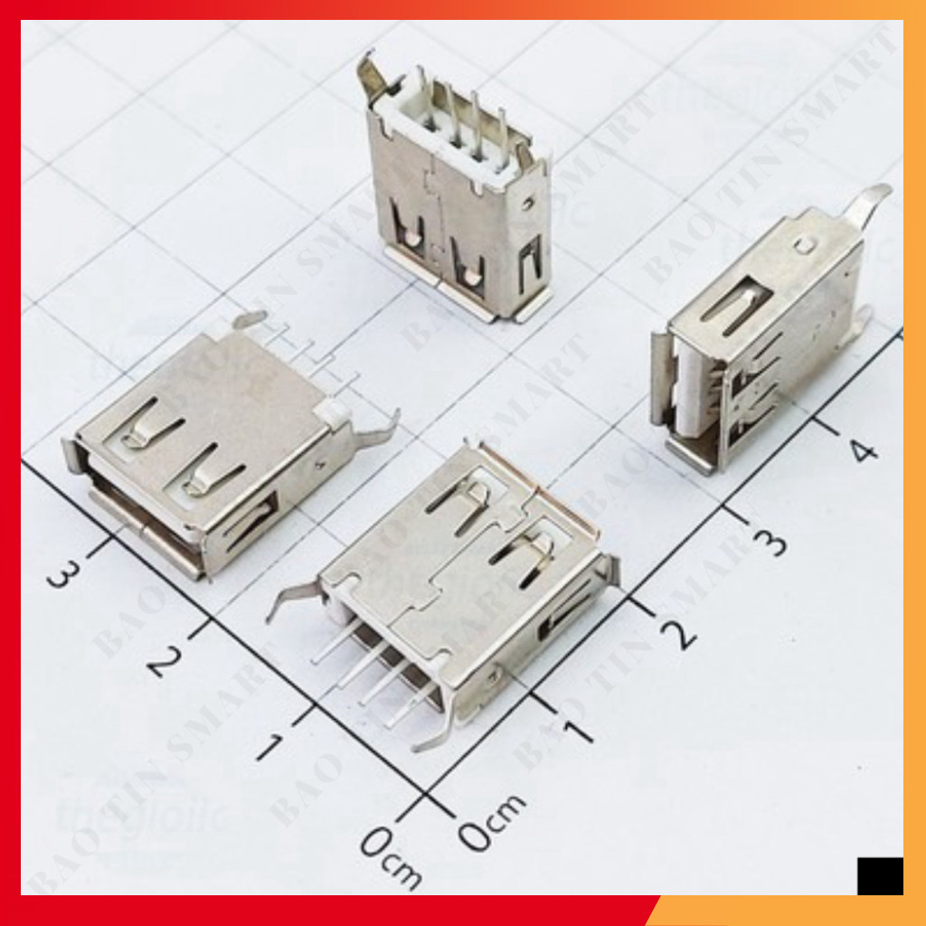[20 Cái]- AF180 Cổng USB Cái 2.0 Type A 4 Chân Thẳng Xuyên Lỗ Shop ekit.vn