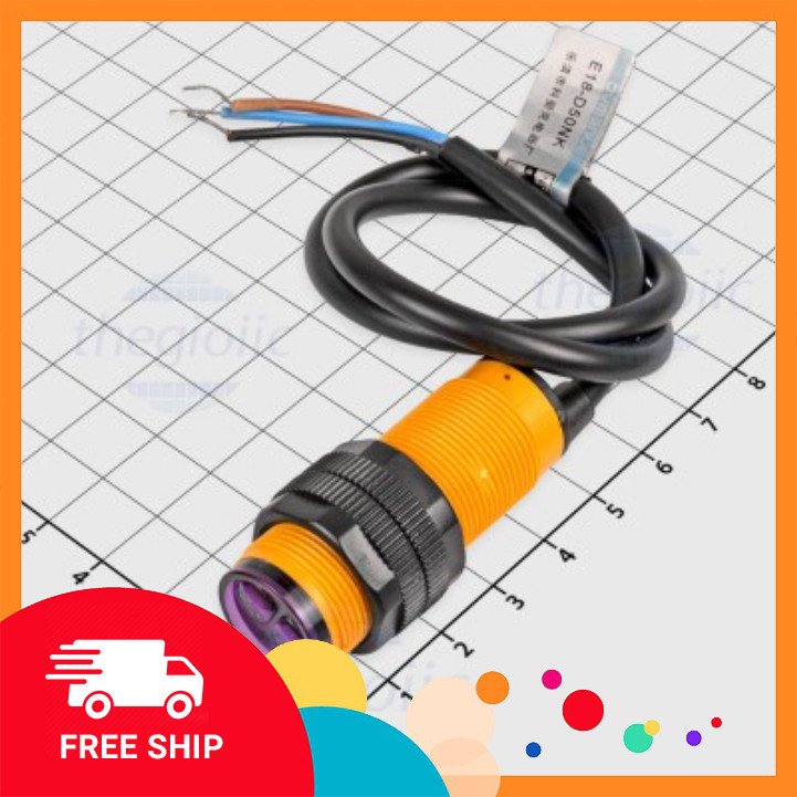 E18-D50NK Cảm Biến Khoảng Cách Vật Cản 3-50cm Có Tùy Chỉnh NPN-NO Điện Tử Tín Phát