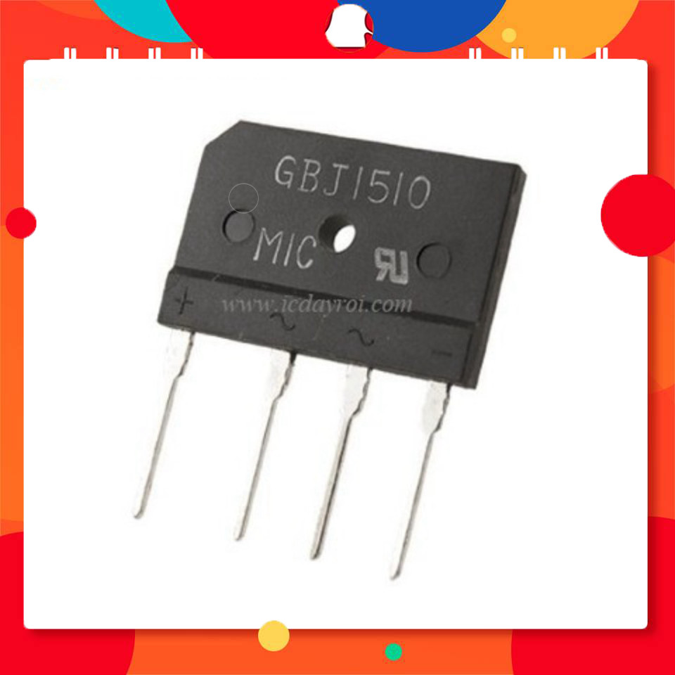 [3 Cái]- Diode cầu GBJ1510 15A 1000V TechParts Việt