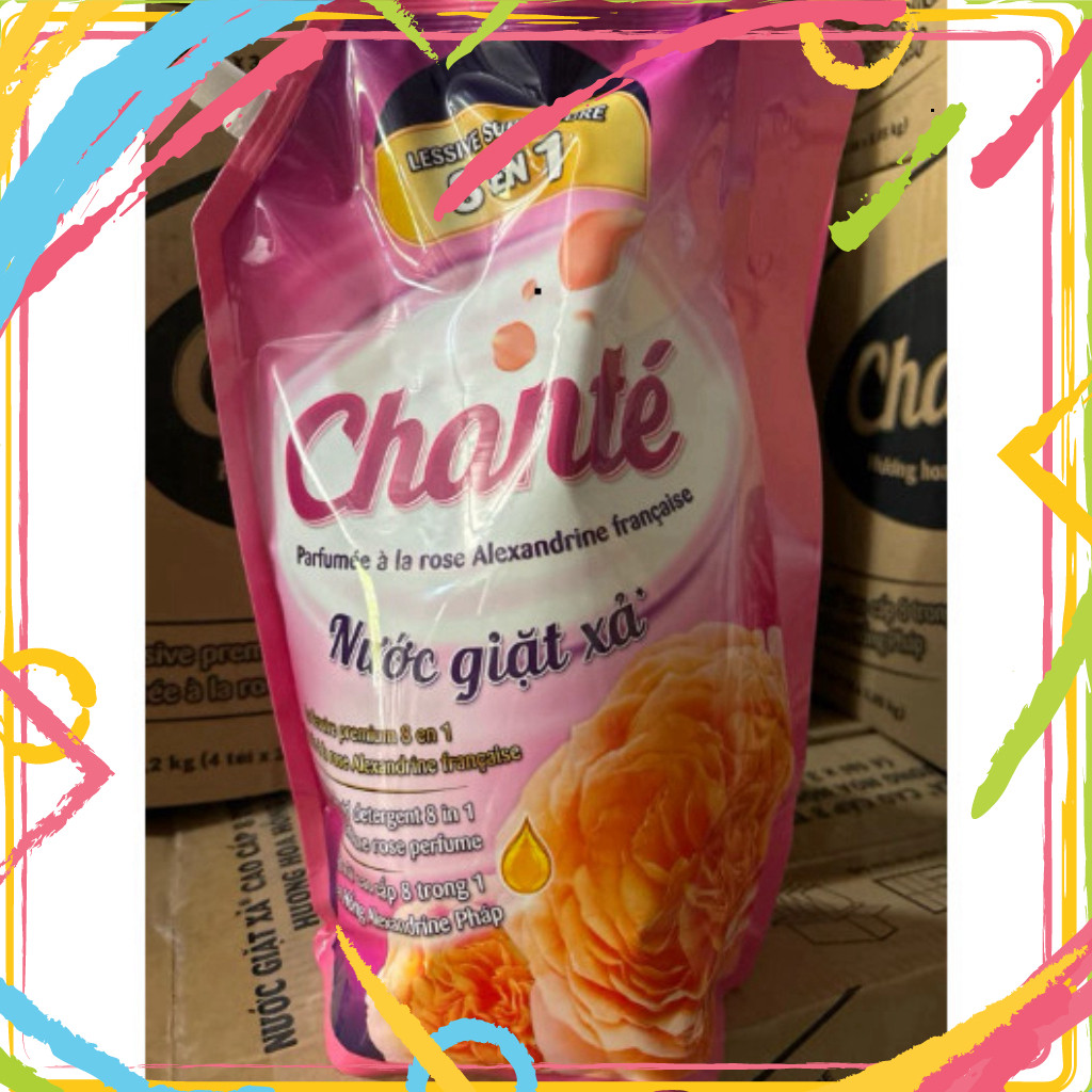 (Sẵn SLL giao ngay)Thùng 4 Can - Túi Nước Giặt Xả Chanté Cao Cấp 8 Trong 1 Hương Nước Hoa 3,1Kg/ 3,0