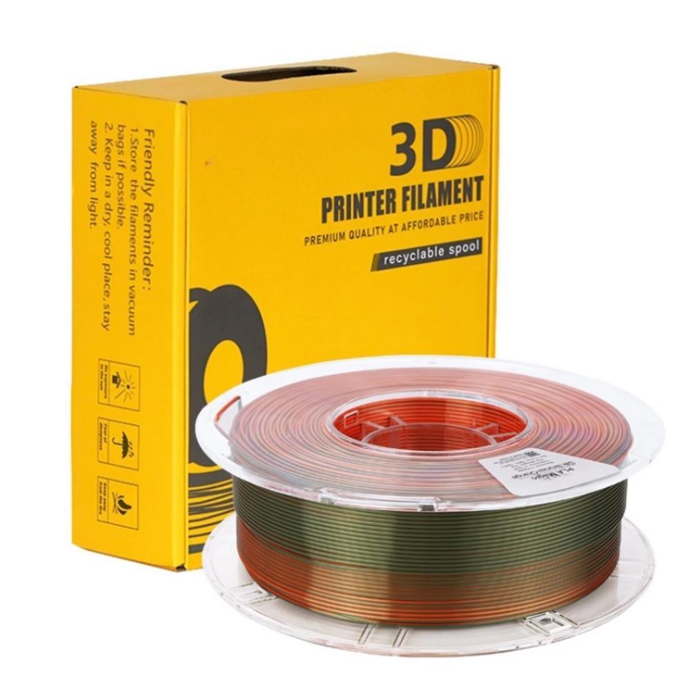 Nhựa in 3D PLA/PLA+ Silk 2 Màu chất lượng cao - Màu: Bronze-Orange / Xanh Đồng-Cam