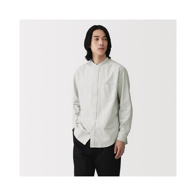 MUJI Áo Sơ Mi Nam Vải Oxford Cổ Trụ Tay Dài