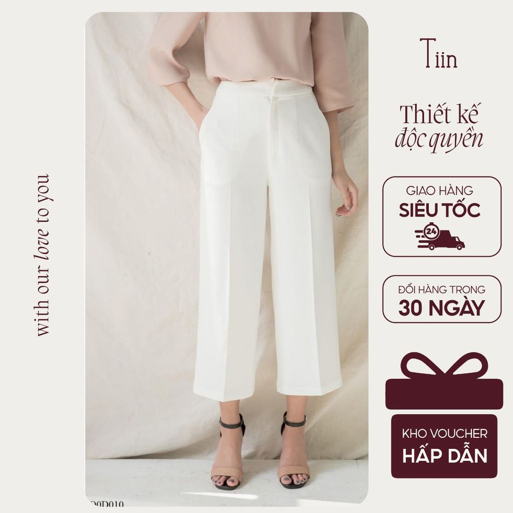 TIINSTORE Quần culottes nữ công sở thiết kế đơn giản, thanh lịch TIIN STORE Q0D010