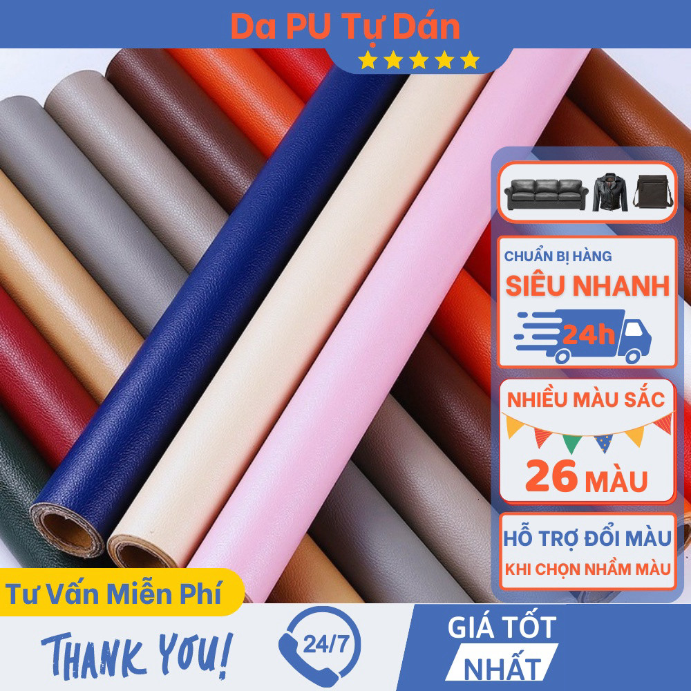 Miếng Vá Da PU Tự Dính Bản Lớn Dán Ghép Sofa Nội Thất Da Bền Đẹp Chống Bong Tróc