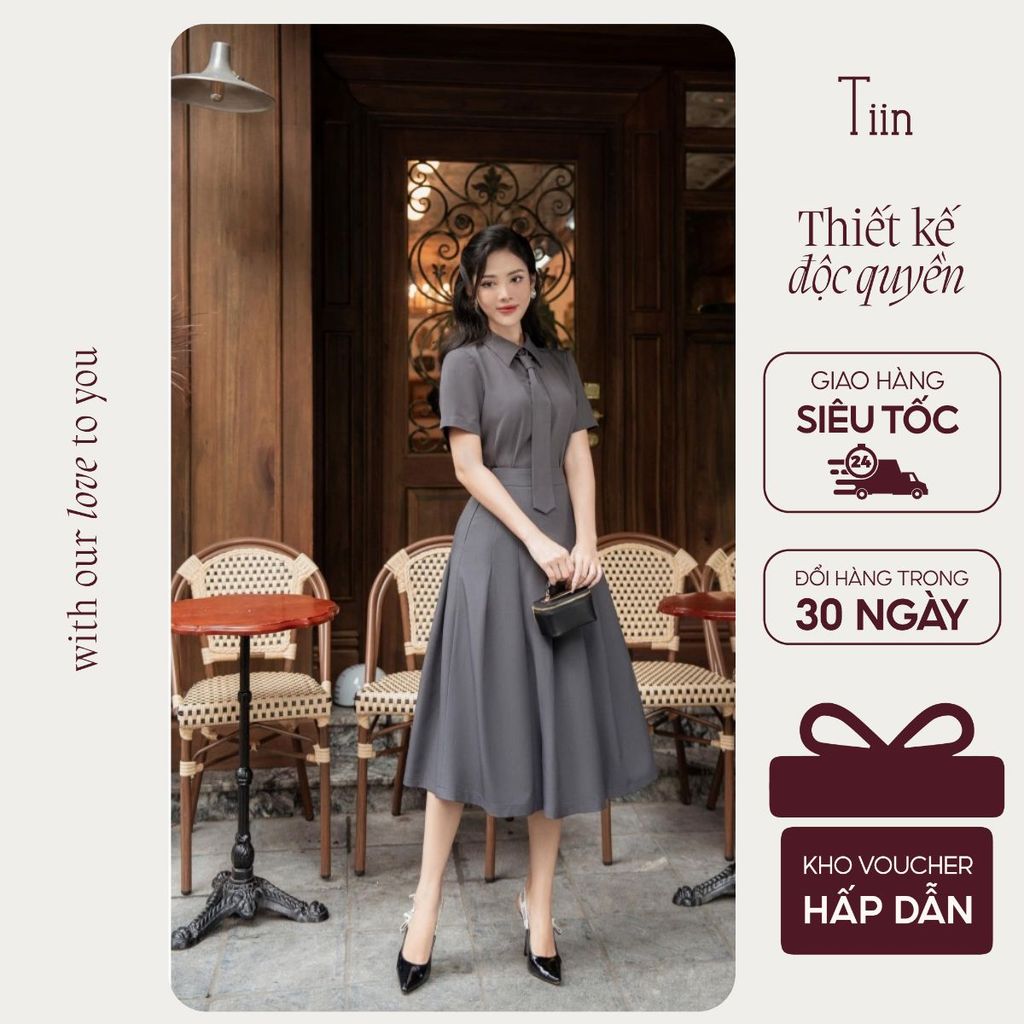 TIINSTORE Chân váy nữ dáng dài xoè ly chiết Tiin Store CHD277