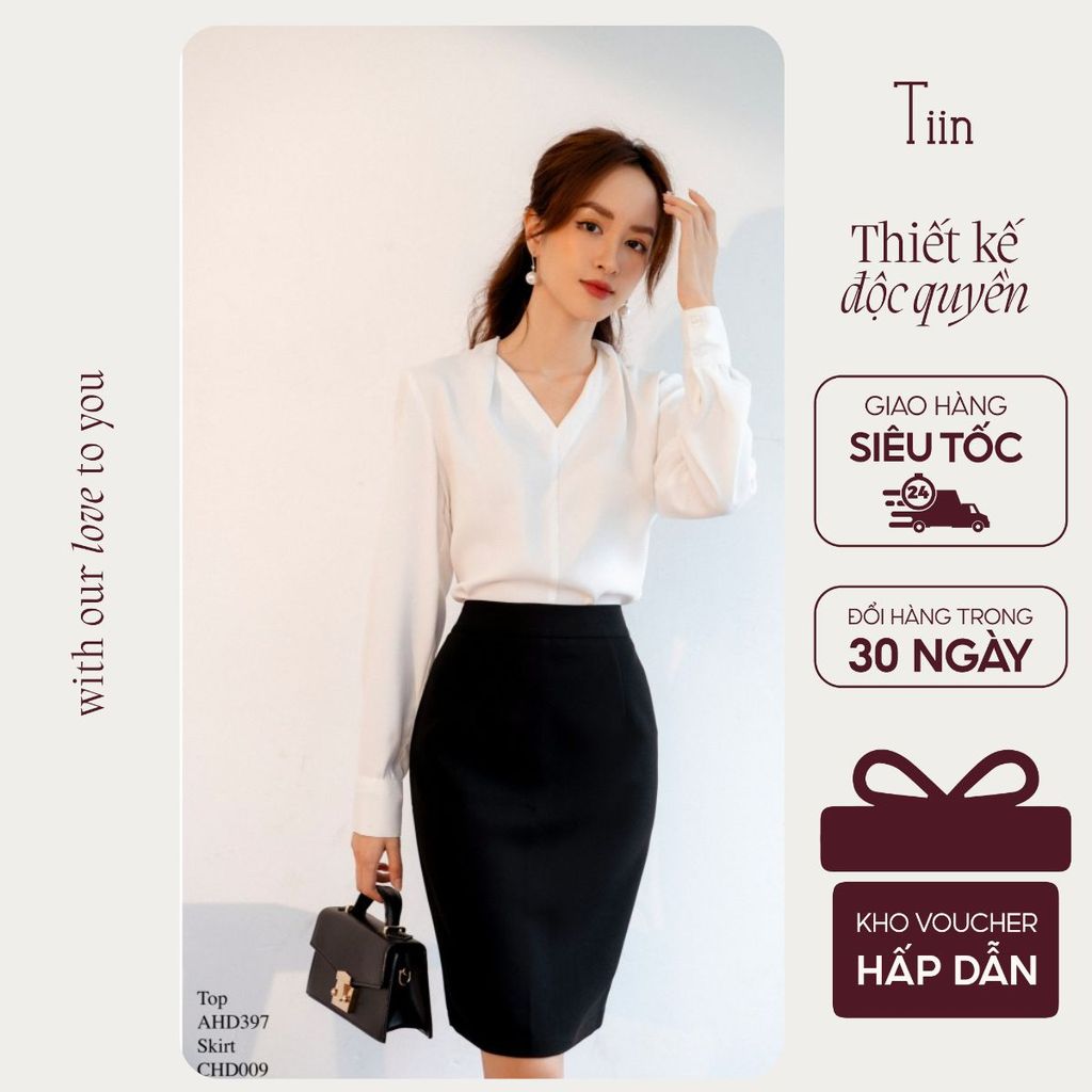 TIINSTORE Chân váy bút chì dáng thường TIIN STORE CHD009