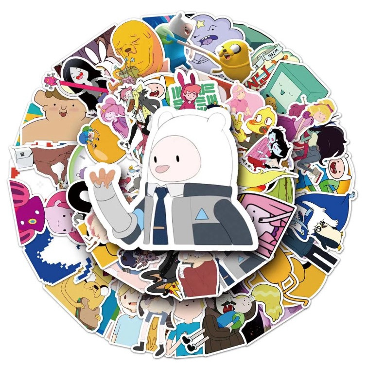 [Set 50 Cái] Sticker Adventure Time nhiều họa tiết chống nước, dán trang trí laptop, mũ bảo hiểm, va