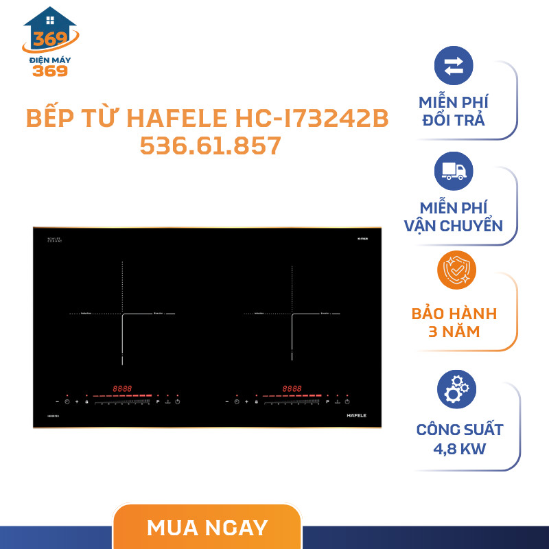 Bếp Từ 2 Vùng Nấu Hafele HC-I73242B 536.61.857 – Công Suất 4.8kW – Xuất Xứ Malaysia – SMC