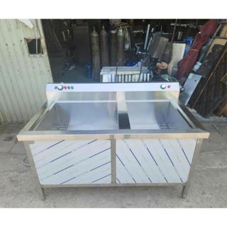 Máy Rửa Bát Hai Ngăn 1.8M Sóng Siêu Âm Công Nghiệp – Bồn Rửa 90×60×30cm Inox 304 Cao Cấp - Rửa Siêu Sạch