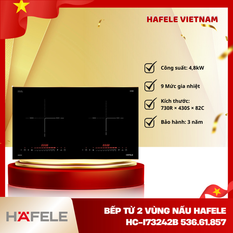 Bếp Từ Đôi Hafele HC-I73242B 536.61.857 – Điều Khiển Cảm Ứng Trượt – 9 Mức Gia Nhiệt – FEM