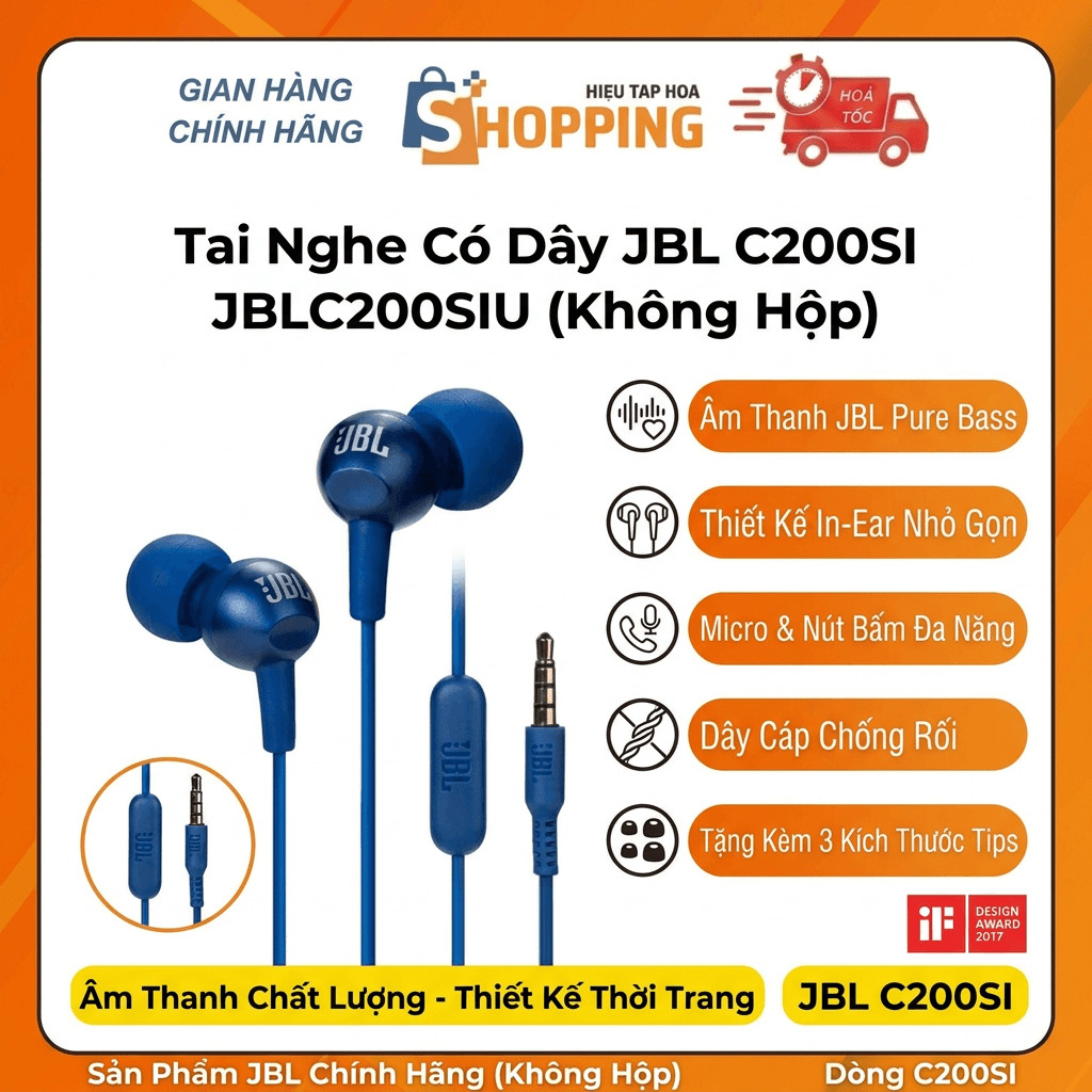 Tai Nghe Có Dây JBL C200SI JBLC200SIU (Không Hộp)