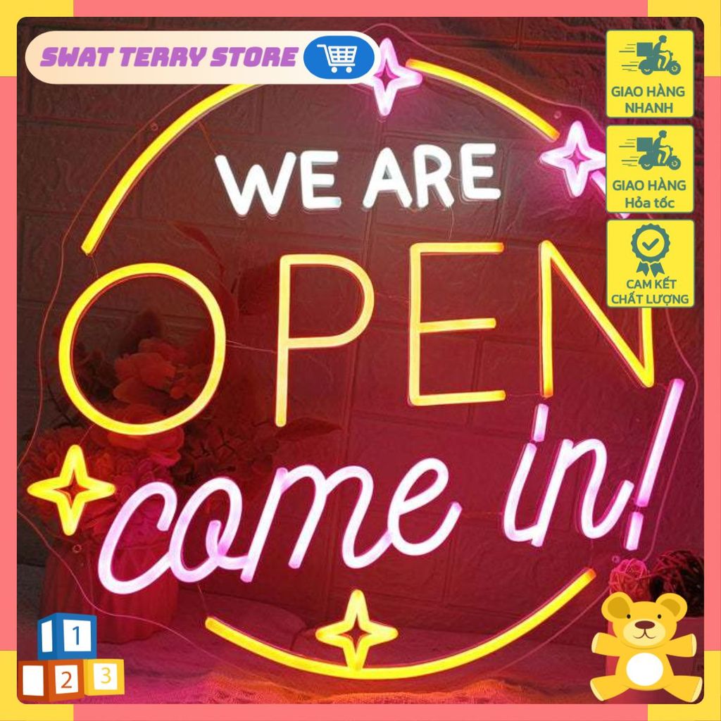 Bảng Đèn Neon Sign "We Are Open" May Mắn Neon Sign New Lux3 1104-25