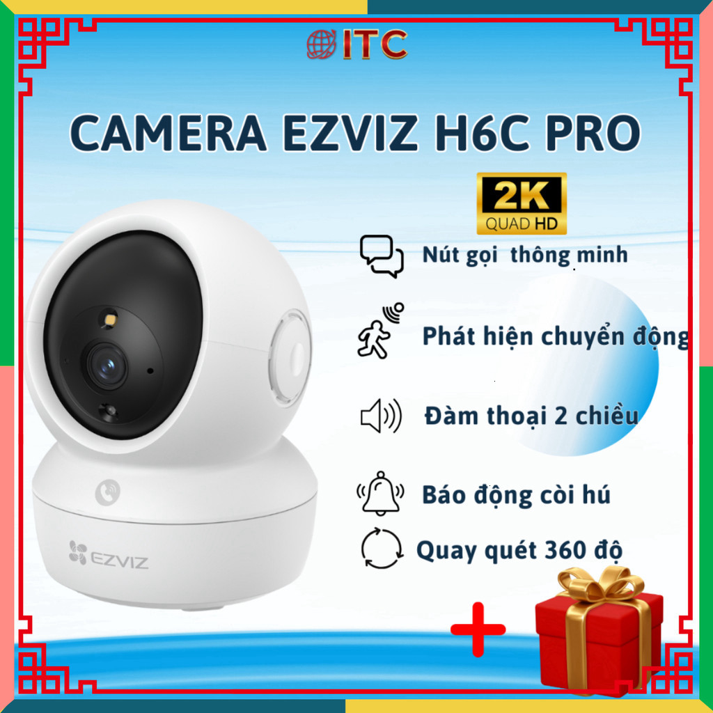 Camera ezviz C6N H6C 4M ( 2K) 1080P 2M-xoay 360 Độ Có màu đêm có nút gọi video call  ip wifi