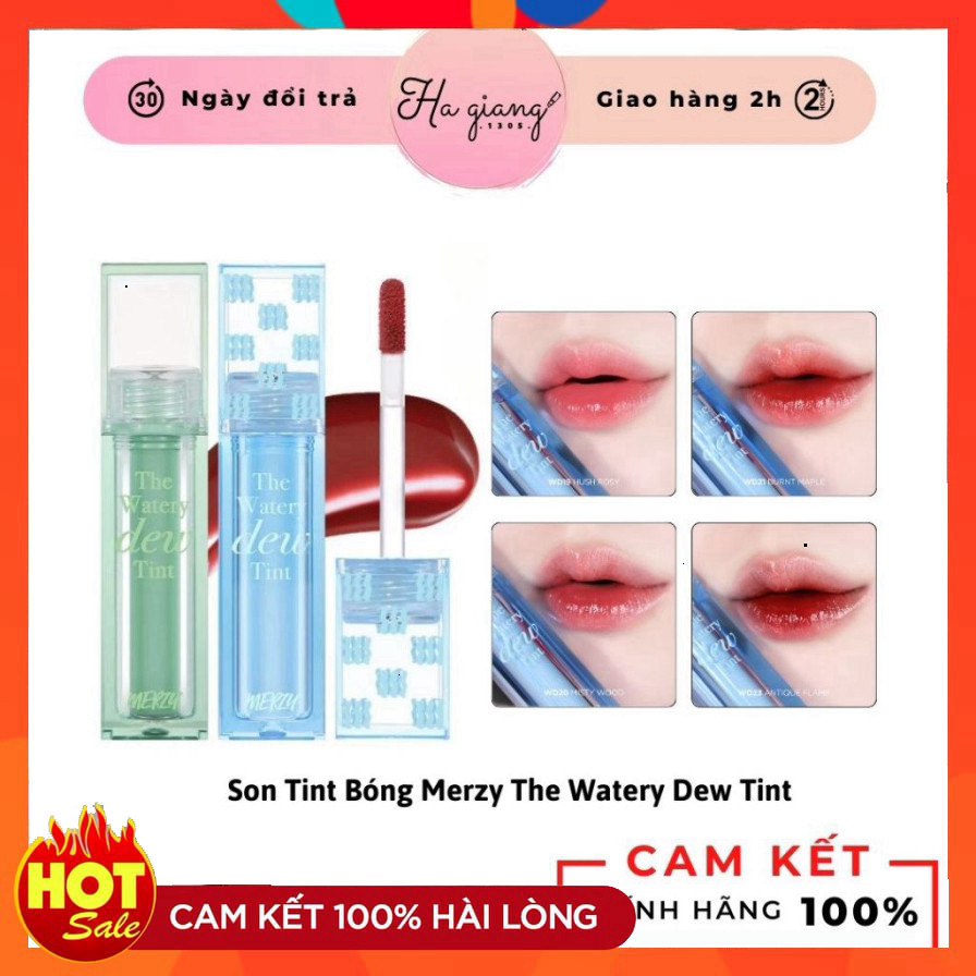 Son Tint Bóng Merzy The Watery Dew Tint - Vỏ Thạch Xanh Dương WD19, WD20, WD21, WD22, WD23 hiệu ứng 