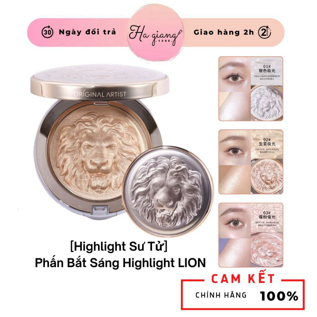 [Highlight Sư Tử] Phấn Bắt Sáng Highlight LION High Gloss Powder 01, 02, 03 - Ánh Bạc/Vàng/Hồng