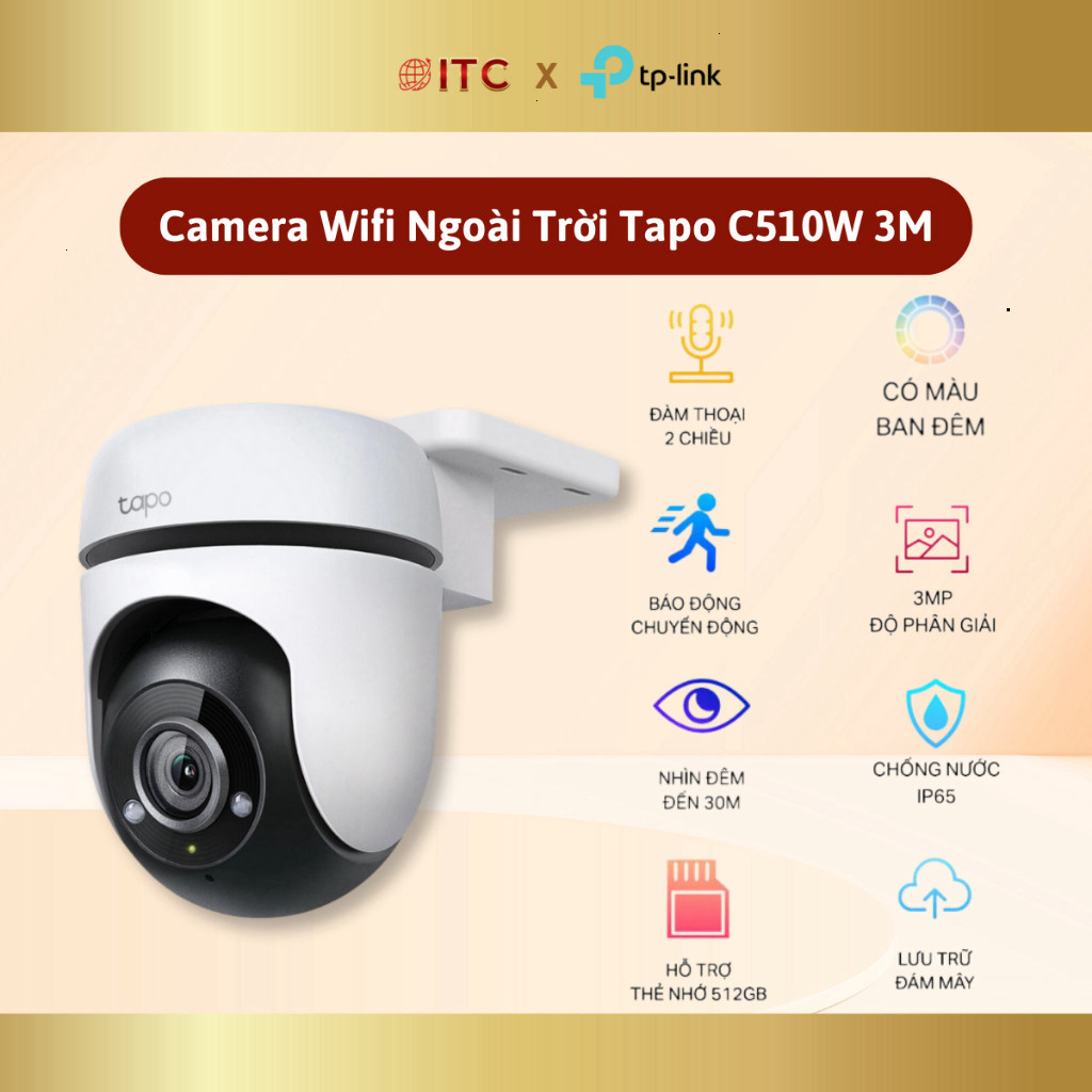 Camera WiFi TP-Link Tapo TC40 / C510W / C520WS An Ninh Quay/Quét 360 Độ, Chống Nước