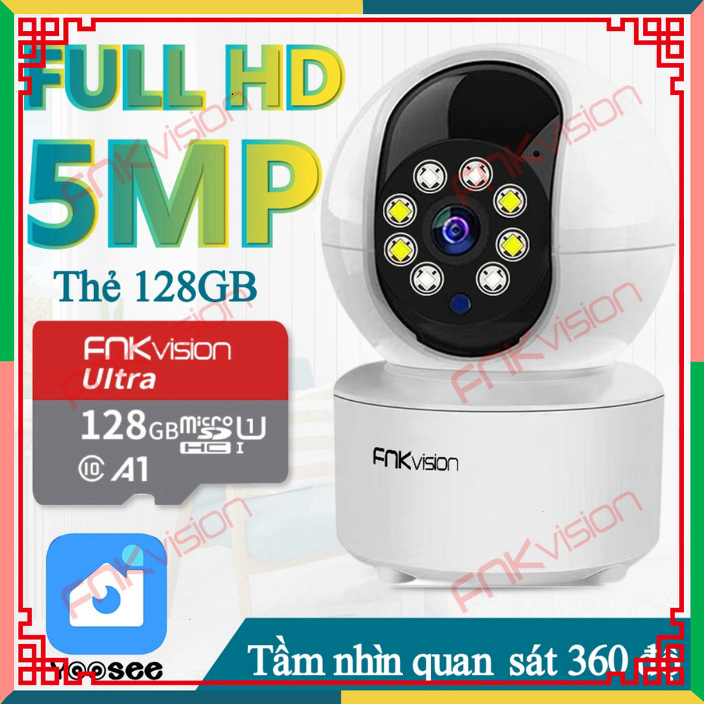 Camera Wifi Fnkvision siêu nét YOOSEE 5MP 360° đàm thoại 2 chiều, - quan sát toàn cảnh