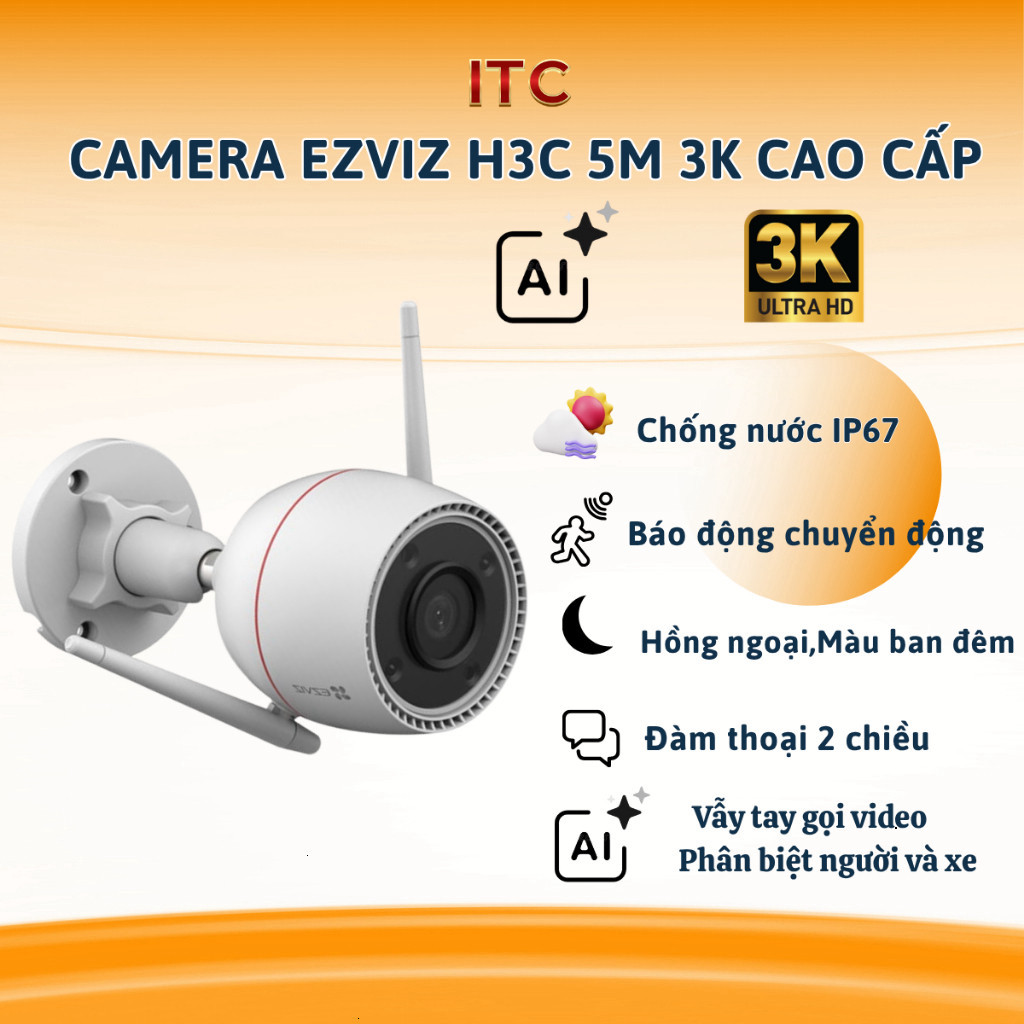camera ip wifi ezviz out pro c3tn , h3c , c3wn , c3n, h3 pro độ phân giải 3k Full HD ban đêm có màu-