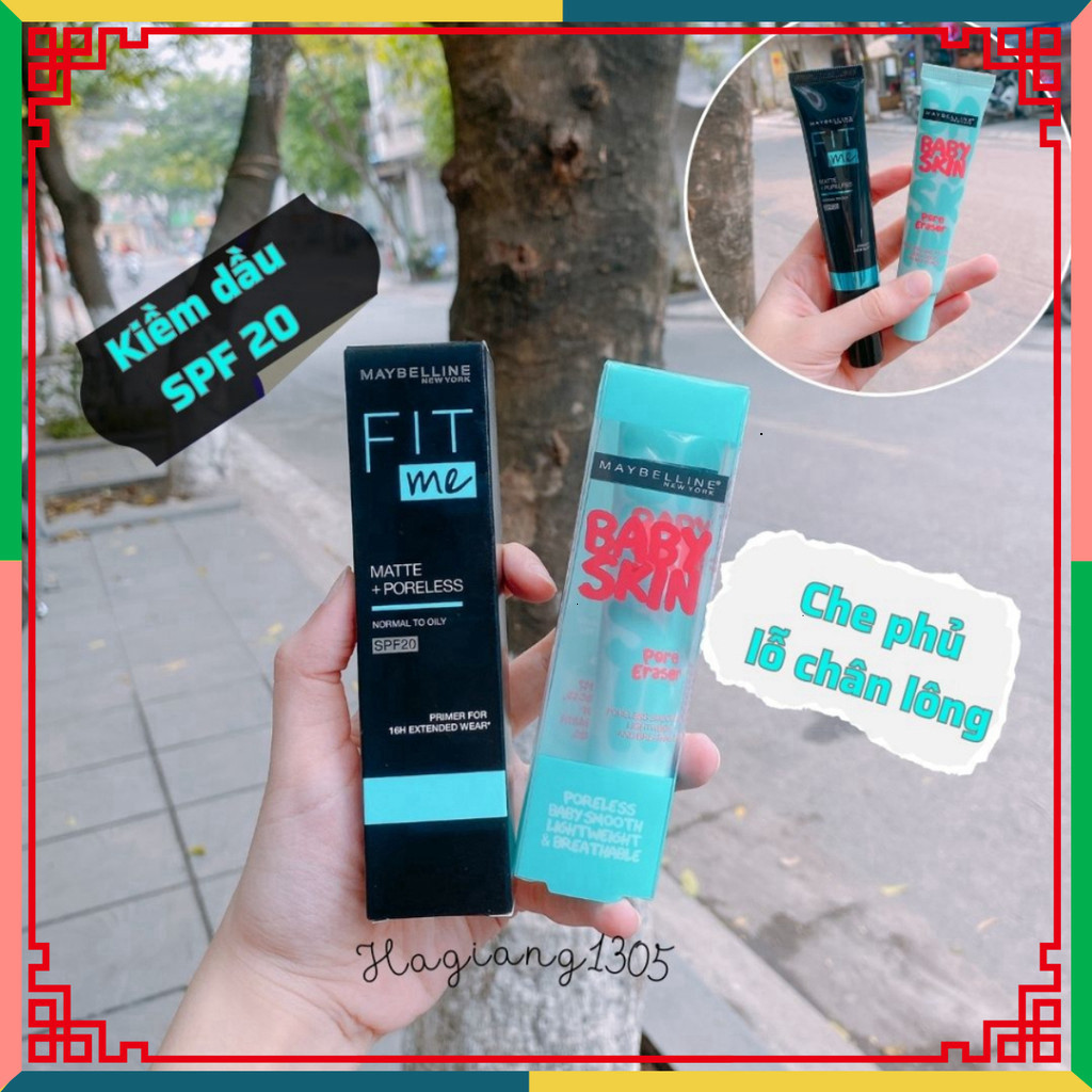 Kem lót kiềm dầu Maybelline Baby Skin Pore Eraser 20ml, Kem Lót Maybelline Fit Me Matte Poreless SPF