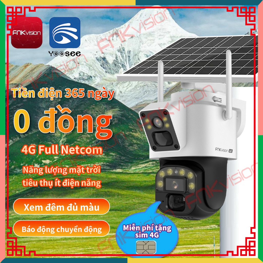 [FNKvision] Camera năng lượng mặt trời 4G Yoosee,xoay chuyển quan sát 360 độ, bảo hành 12 tháng