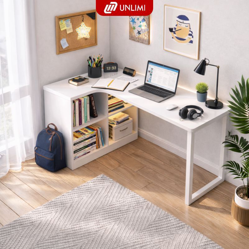 Bàn học UNLIMI chữ L 120cm/160cm cao 75cm chuẩn sử dụng - UM233/233