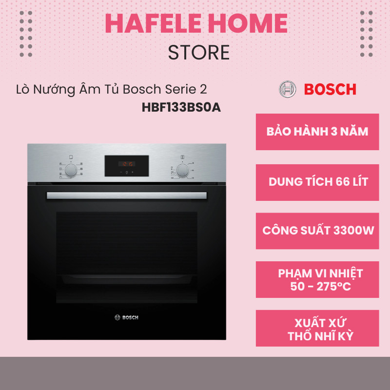 Lò Nướng Âm Tủ Bosch HBF133BS0A Serie 2 – Dung Tích 66L – 5 Phương Pháp Nướng – Bảo Hành 3 Năm