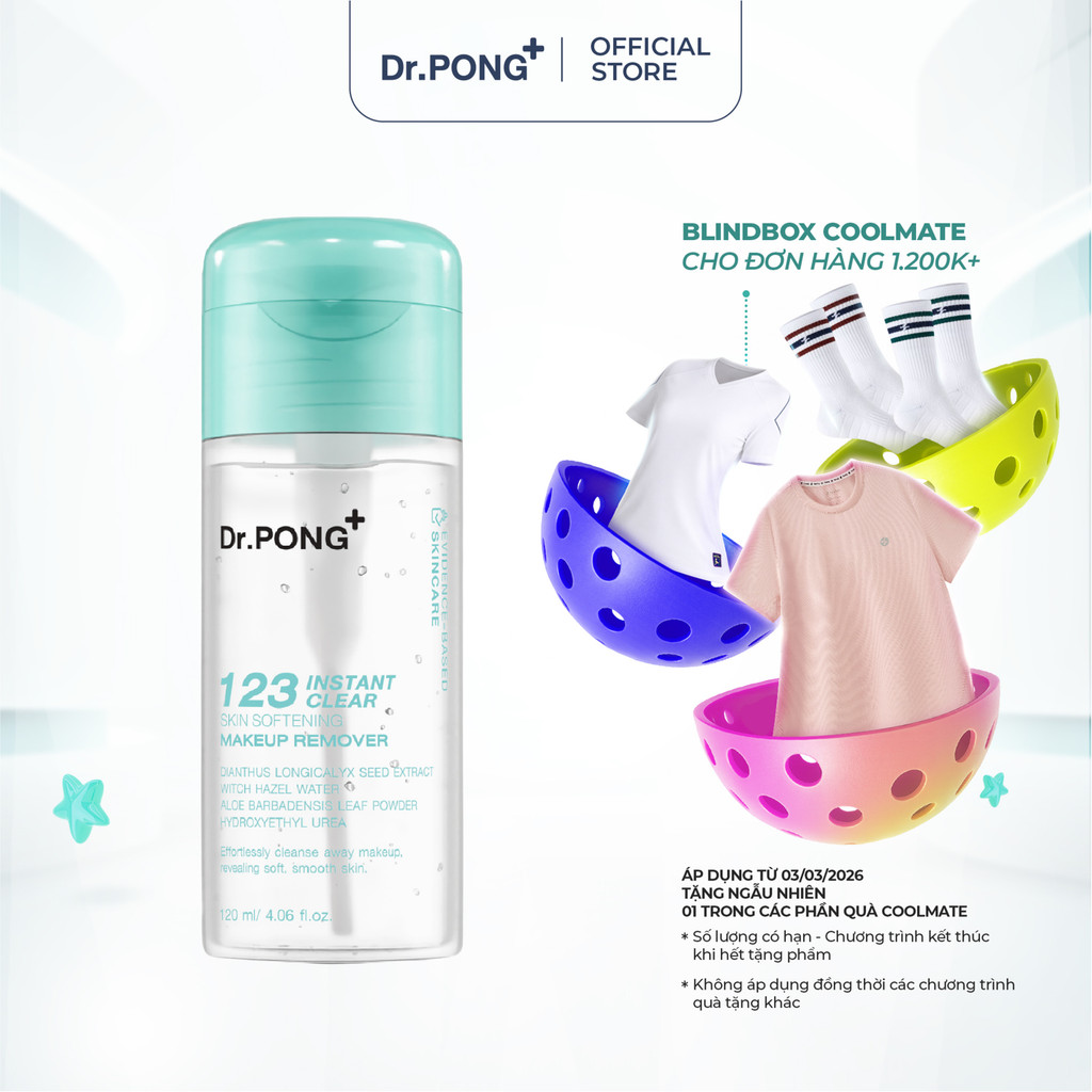 Nước tẩy trang Dr.PONG 123 Instant Clear Skin Softening Makeup Remover 120ml