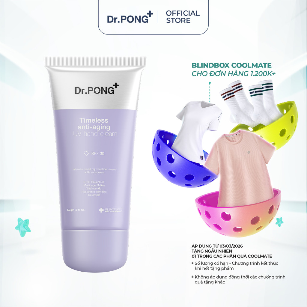Kem dưỡng da tay, chống nắng Dr.PONG Timeless Anti-Aging UV Hand Cream 50g