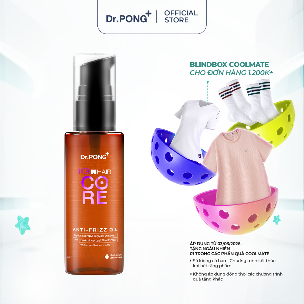Dầu dưỡng hỗ trợ làm suôn mềm tóc Dr.PONG 009 Hair Core Oil 30ml