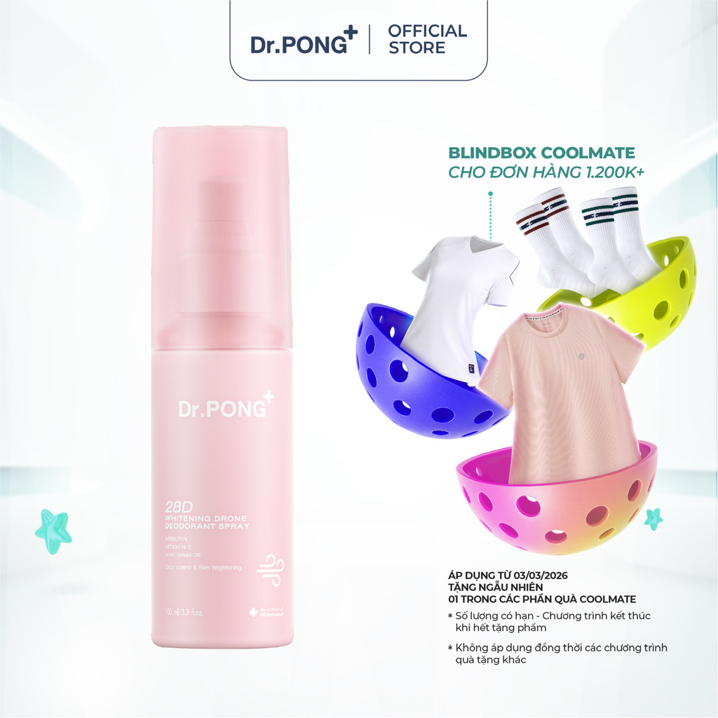 Xịt khử mùi trắng da, mờ thâm Dr.PONG 28D Whitening Drone 100ml | BigBuy360 - bigbuy360.vn