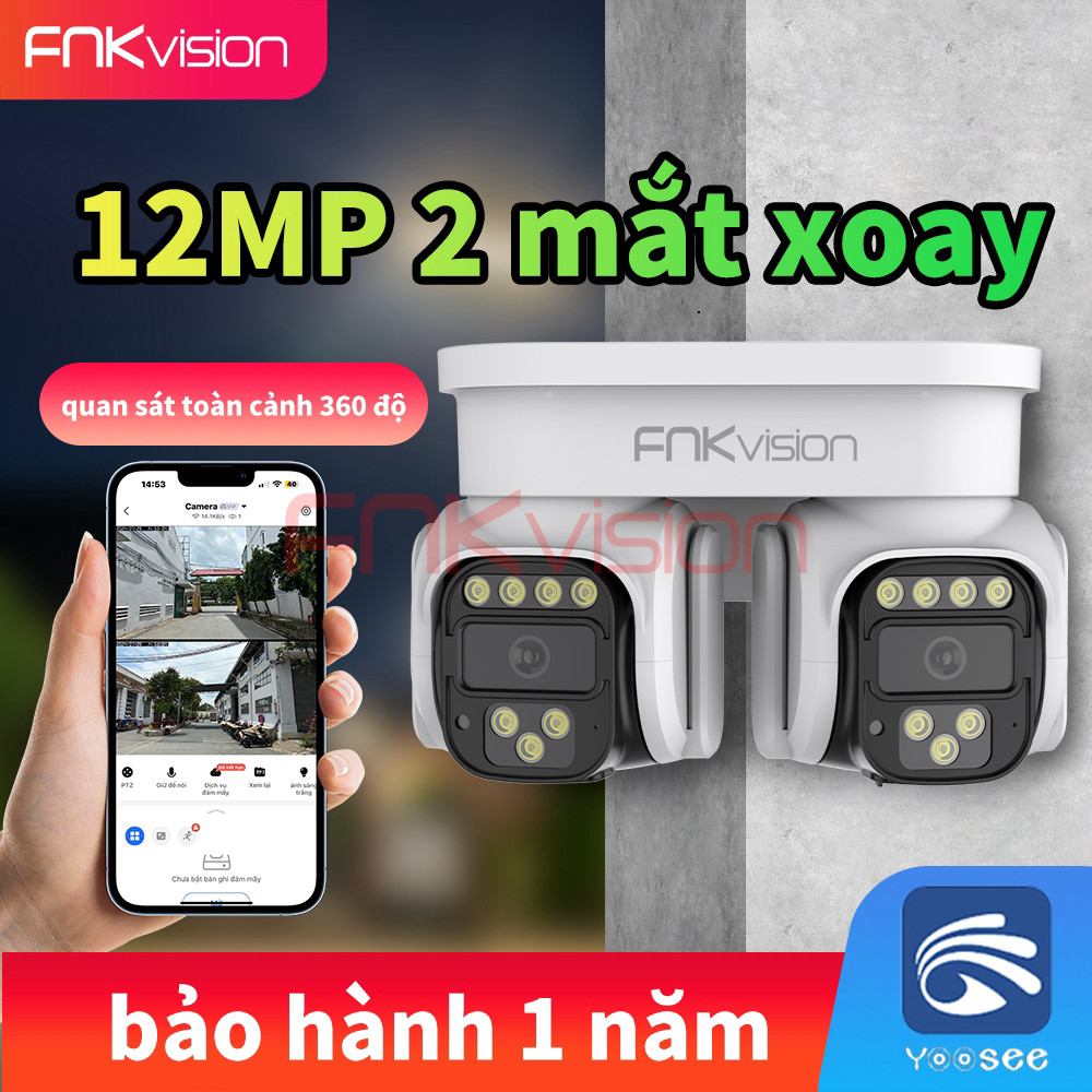 Fnkvision CAMERA WIFI 2 MẮT CÙNG XOAY 360 YOOSEE 12MP - SIÊU ZOOM - ĐẦY ĐỦ TÍNH NĂNG THÔNG MINH - BẢ