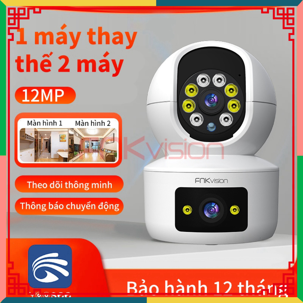 Camera 2 mắt FNKvision 12.0mp Yoosee, camera wifi 360 độ, xem đêm có màu, bảo hành 12 tháng