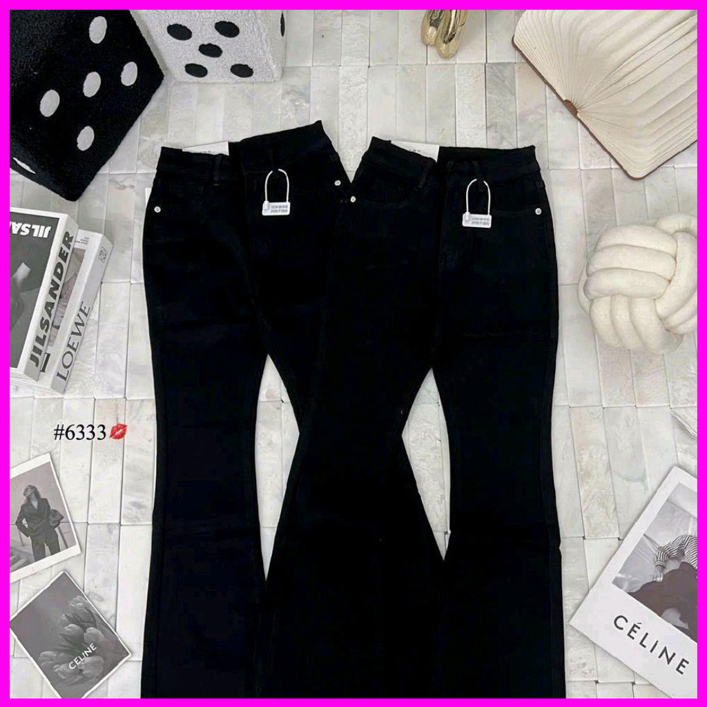 Quần Bò Nữ Dáng Ôm Co Giãn Ống Loe Cắt Gấu Dài 95cm -LOAN SHOP2