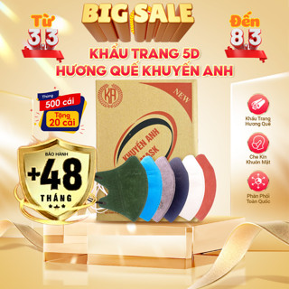 [Thùng 500cTặng 20c] Khẩu Trang 5D Hương Quế Khuyến Anh 3 lớp size to kháng khuẩn, chống tia UV    