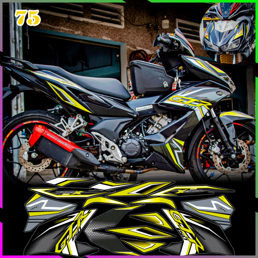 Tem rời Winner X V2 đen trắng mẫu GTR phối đủ màu decal 3 lớp chống nước Nhãn Dán mã 75 Sticker
