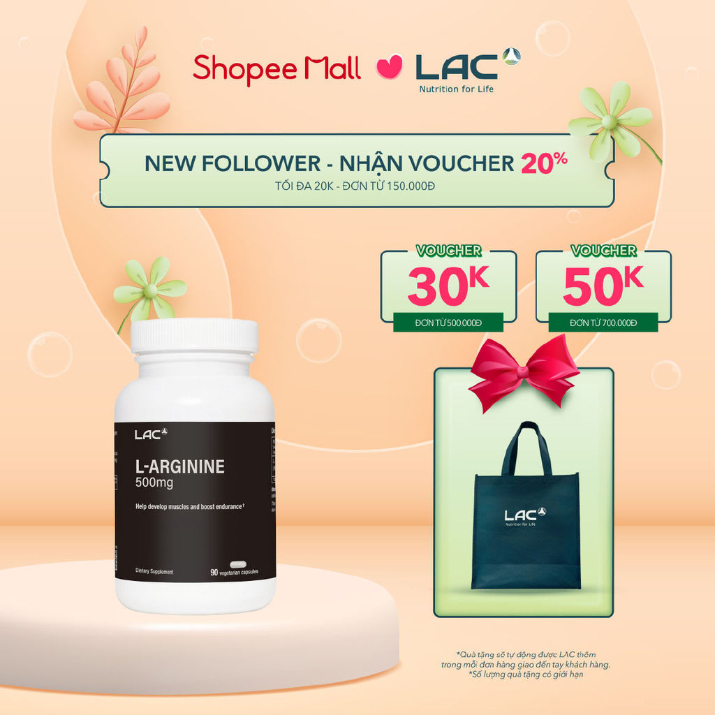 Viên uống tăng cường sức bền và hiệu suất tập luyện dành cho nam giới LAC Men's L-Arginine 500mg (90