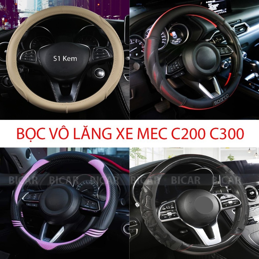 BỌC VÔ LĂNG XE MEC C200 C250 C300  SIZE 38CM – DA CAO CẤP, CHỐNG TRƠN