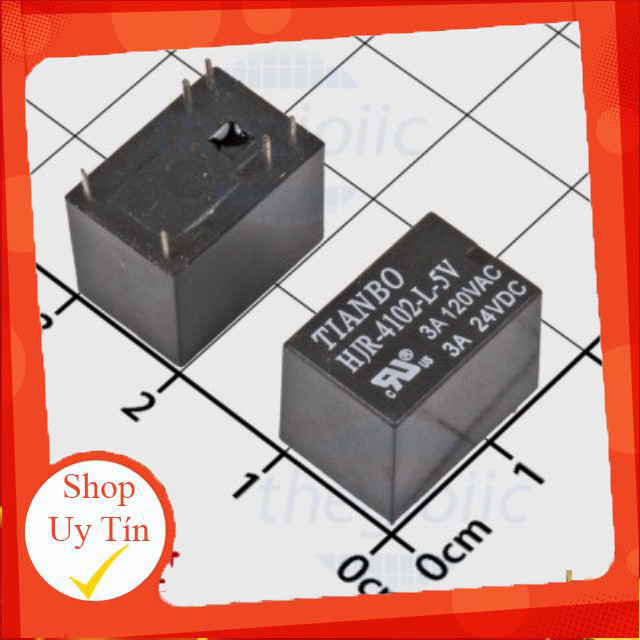 [3 Cái]- HJR-4102-L-5V Rơ Le 5VDC 3A DPDT 6 Chân Giang Tech Hub