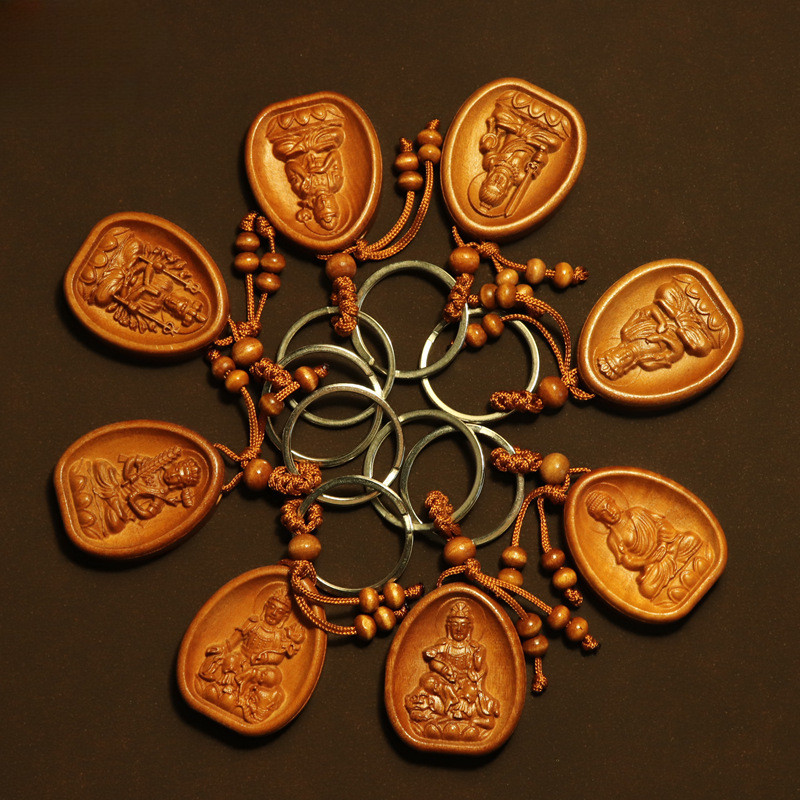 Móc khóa thần hộ mệnh 12 con giáp, Quan Thế Âm Nghìn Tay, móc treo xe hơi, đồ thủ công