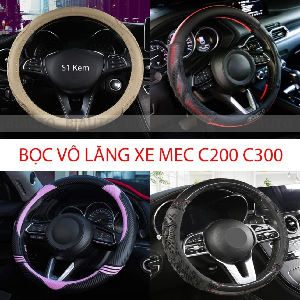 BỌC VÔ LĂNG XE MEC C200 C250 C300  SIZE 38CM – DA CAO CẤP, CHỐNG TRƠN