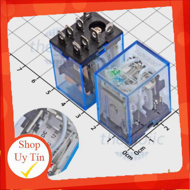 LY2NJ HH62P DC12 Rơ Le Trung Gian 12VDC 10A DPDT 8 Chân Giang Tech Hub