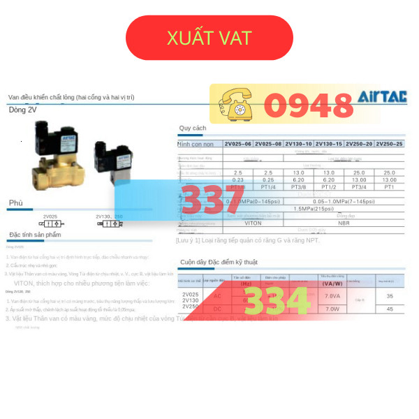 Van Điều Khiển  2v025-08 06 2v02508b 2v02506a