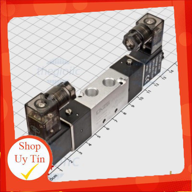 4V120-06-12 Van Khí Nén Điện Từ 12VDC 5 Cổng 2 Vị Trí Giang Tech Hub